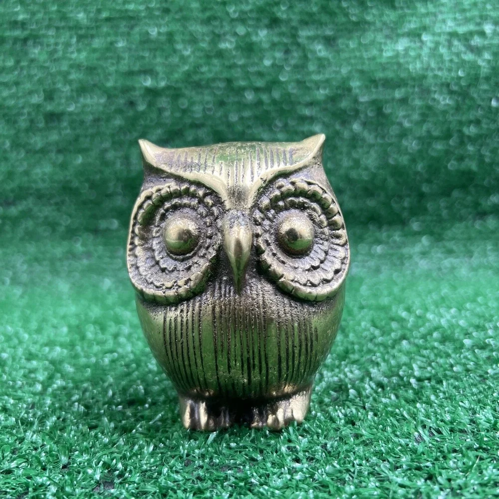 Seiden‎ Vintage Brass Owl Figurine Miniature Statue Paperweight